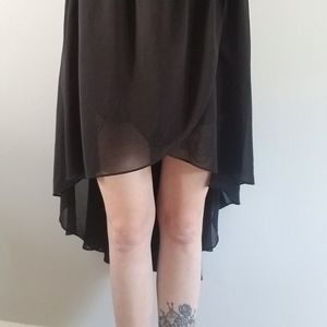 Chiffon Sleeveless Black High Low Dress